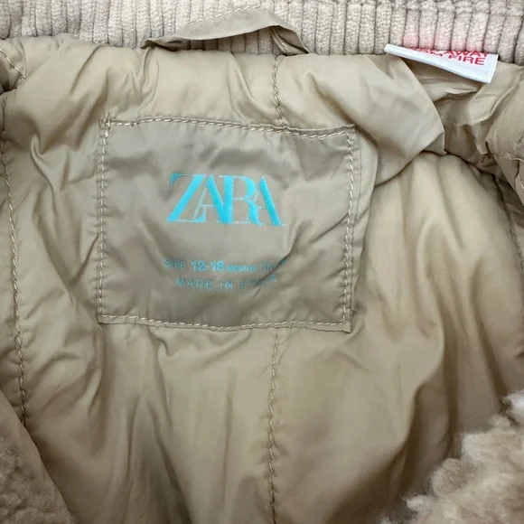 Zara Kids Tan and Cream cozy  Jacket 12-18 months - Picture 4 of 4